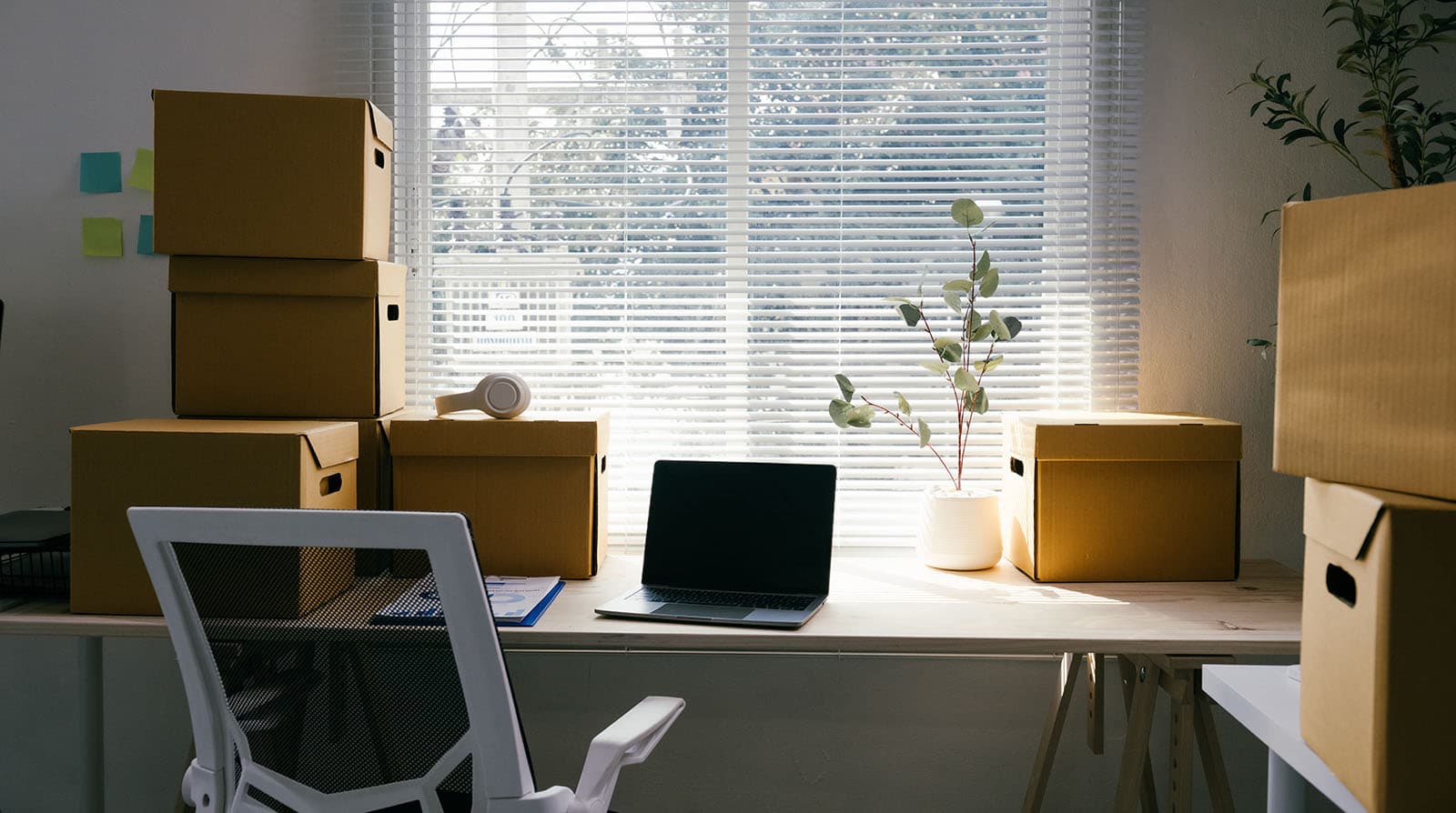 Office equipment and desks packed for a workspace relocation in Abuja